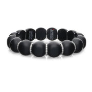 ROBERTO DEMEGLIO Dama Stretchable Black Bead Bracelet with Diamond Links